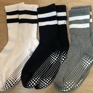 Pilates/Barre Tube Socks w/ Grips- set of 3